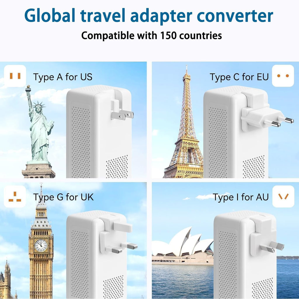 2000W 220V to 110V Voltage Converter US to Europe for Hair Dryer, Converter for European Travel, International