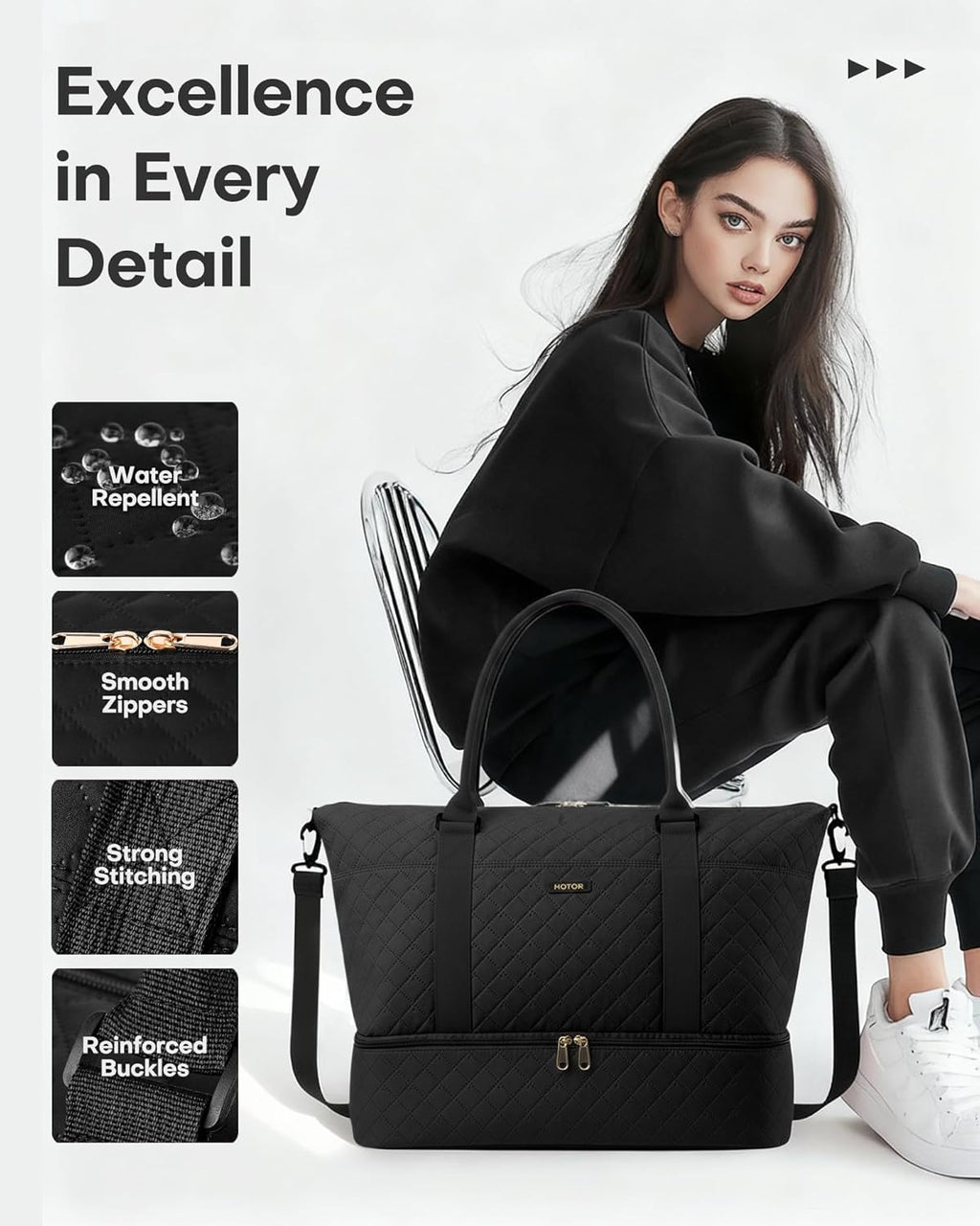 Travel Duffel Bag - Weekender Bags for Women, Gym Tote Bags with Shoe Compartment, Carry On Overnight Bag with