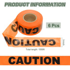 1000ft x 3" Warning Tape, 6 Pcs High-Visibility PE Floor Marking Roll Caution Tape for Flagging Construction Outdoor