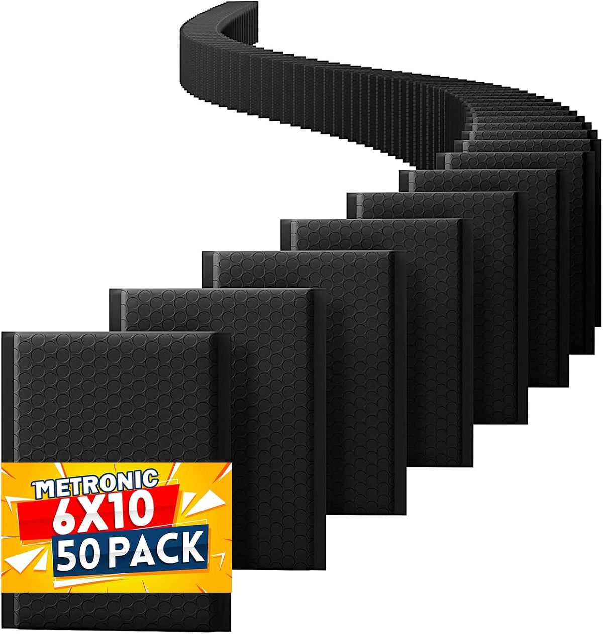 Black Bubble Mailers 6x10 Inch 50 Pack Cushioning Padded Envelopes