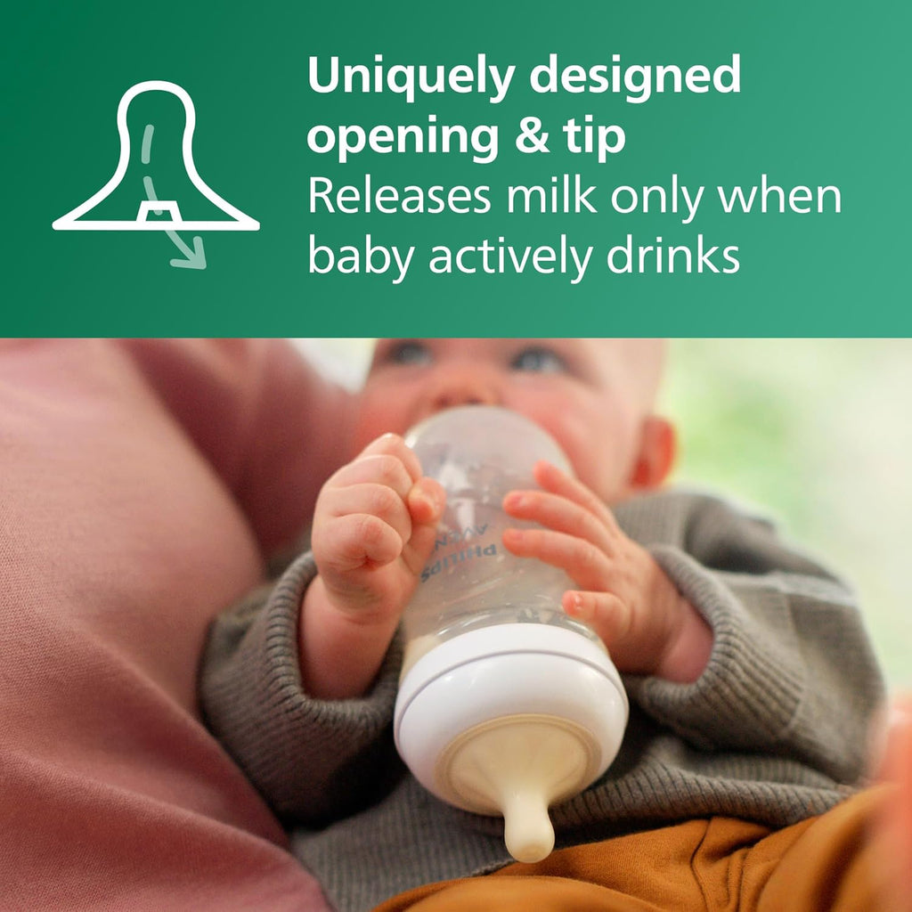Natural Glass Baby Bottles with Natural Response Nipples (Medium Flow, Flow 3), 8oz, 4-Pack, SCY913/04