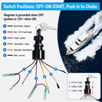 Boat Ignition Switch 3 Position 6 Wire Push to Choke for Outboard