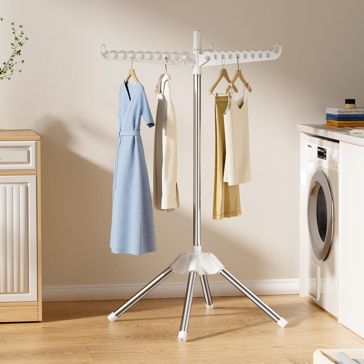Foldable Clothes Drying Rack, Rotatable Free Standing drying rack , 1 Layer | 360°rotatable foldable clothes drying