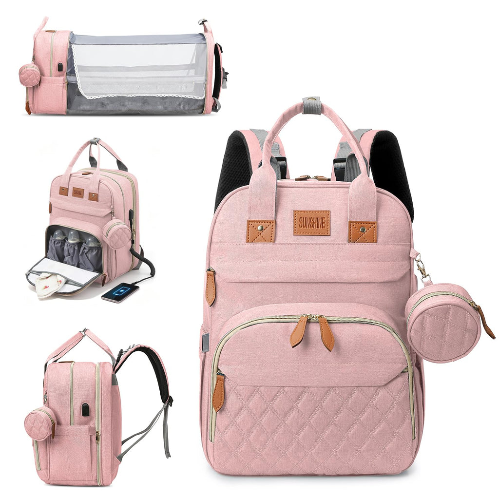Large Diaper Bag Backpack with Changing Station, Pink