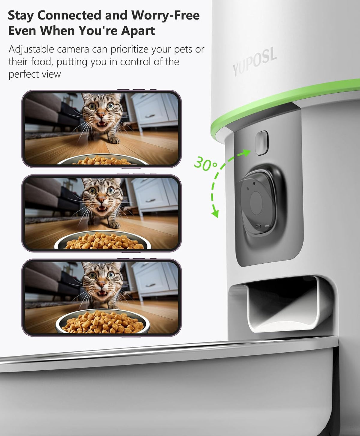Automatic Cat Feeder with Camera - 5G WiFi Auto Cat Food Dispenser, 1080P HD Video with Night Vision, 1-15 Meals