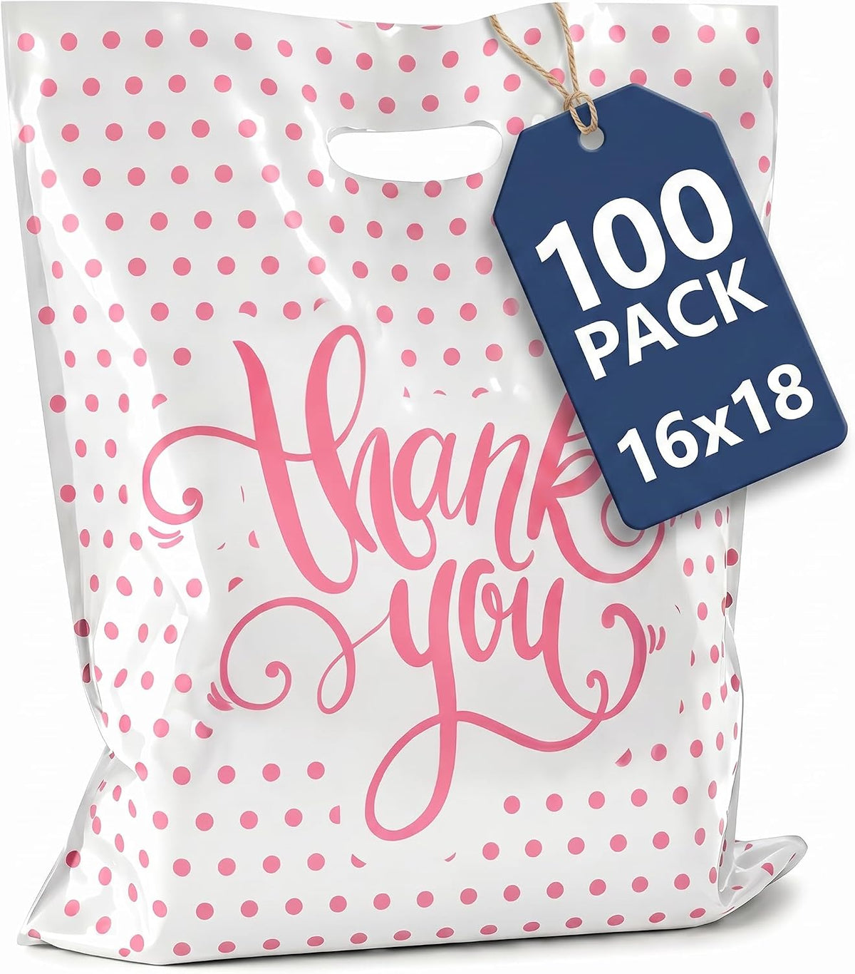 16x18 Large Thank You Bags for Small Business - Shopping Bags with Handles