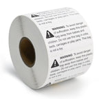 Suffocation Warning Labels 2" x 1", 1000 Labels per Roll
