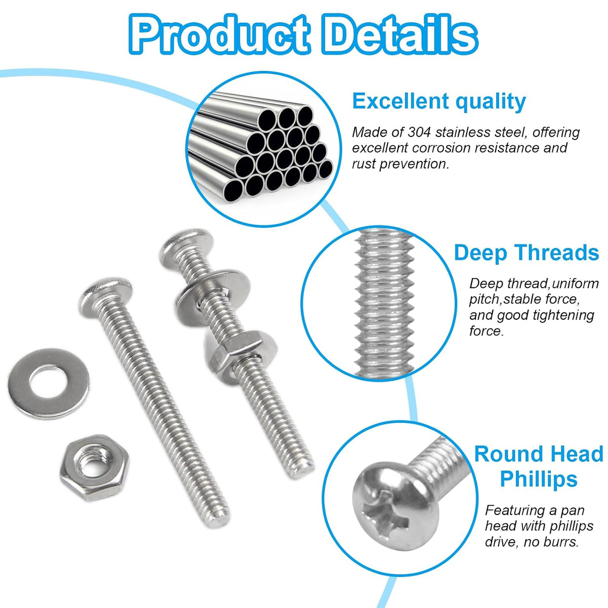 25 Sets #10-24 x 3/4" Pan Head Machine Screws Nuts Washers Kit