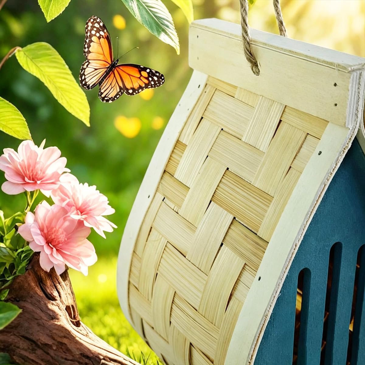 Wooden Insect Hotel for Garden, Bee House and Ladybug House, Pollinator Bug Hotel to Attract Beneficial Insects