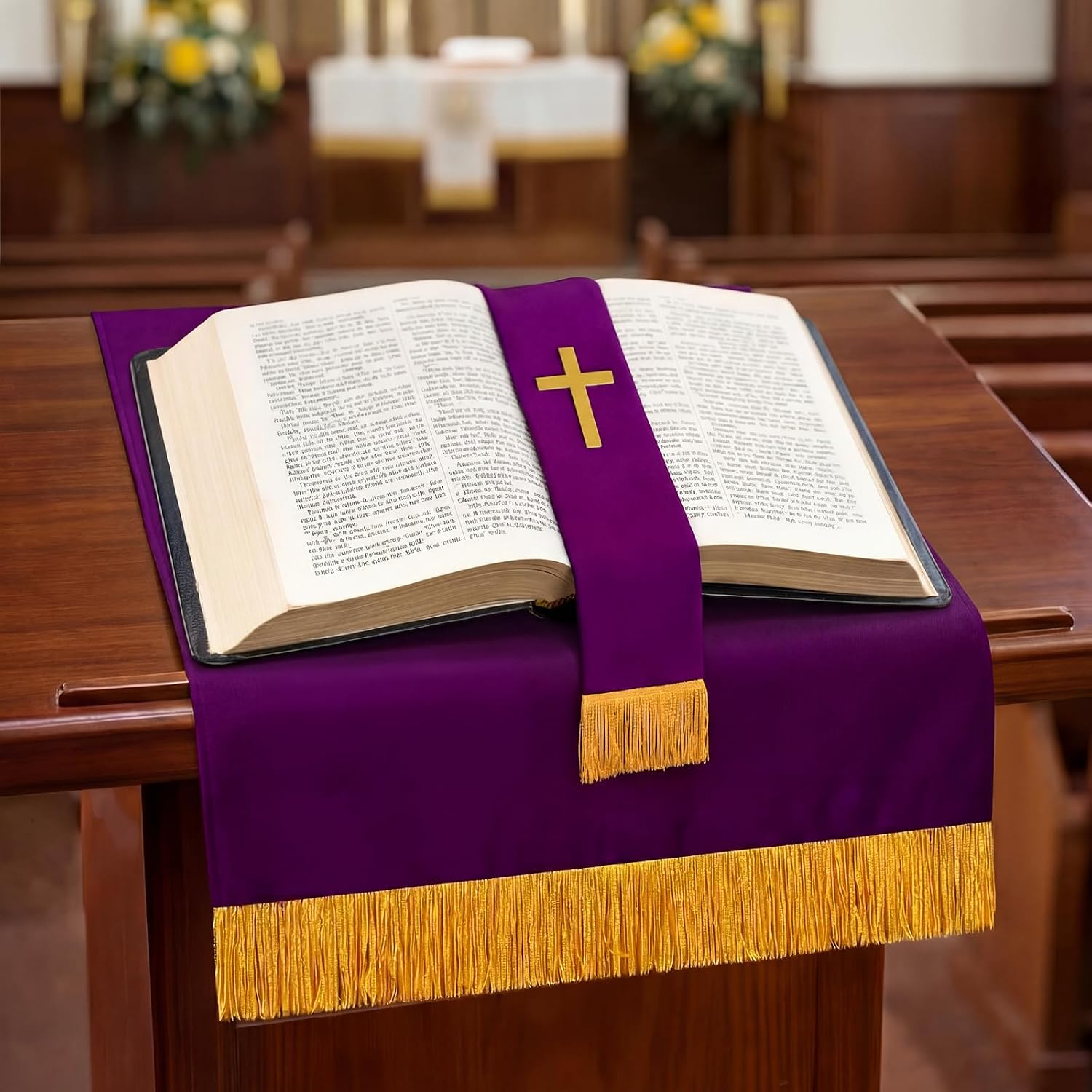 3 Set Parament Table Runner Altar Cloth Purple and White