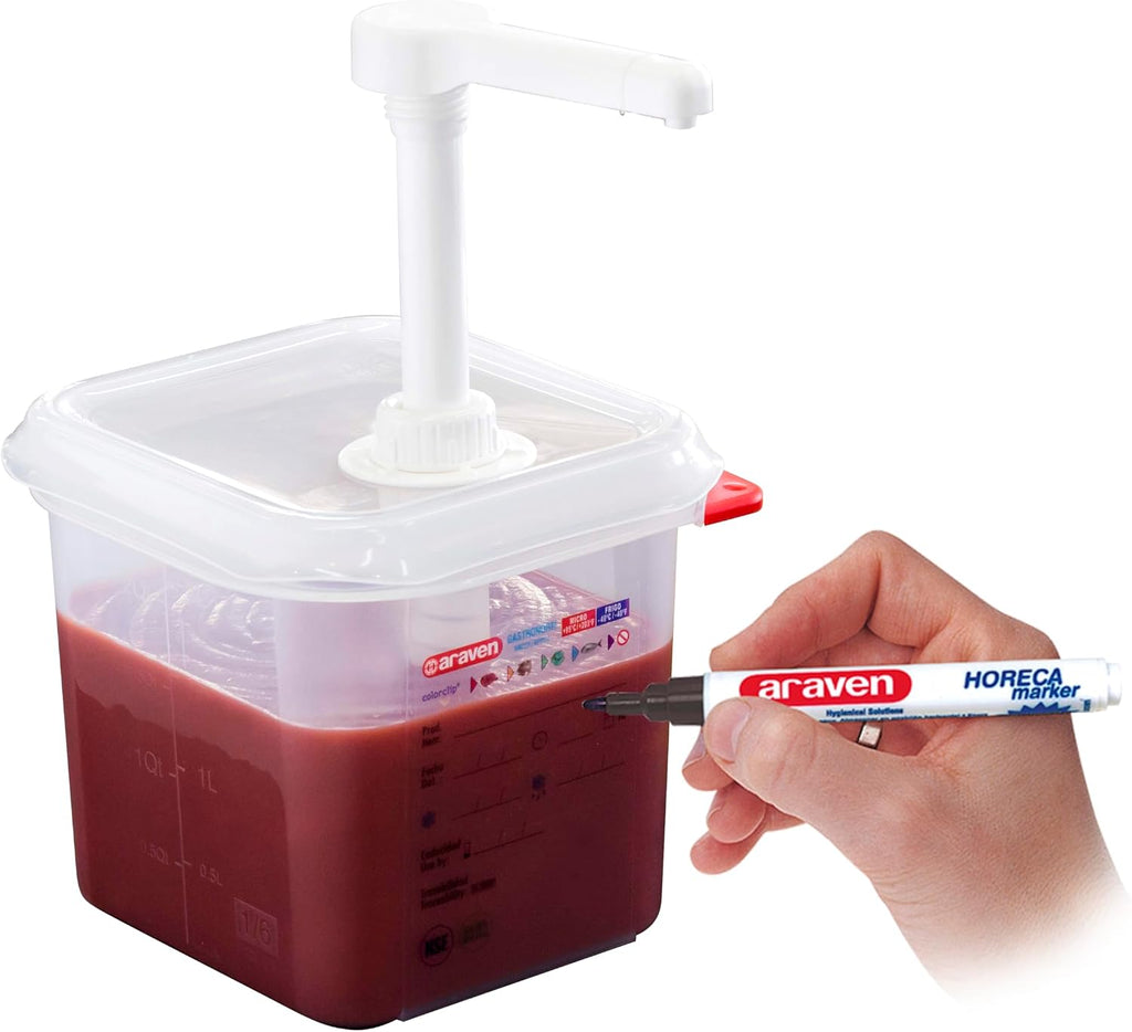 Sauce Dispenser with Pump, Single Container for Serving Condiments in Commercial Kitchen, 1 Oz Capacity, 4 Count, Clear