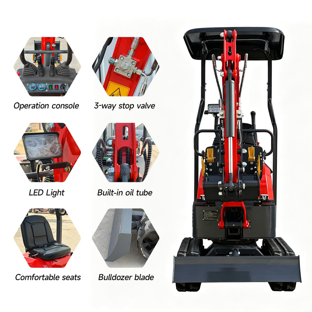 Mini Excavator,1.2 Ton Mini Digger,13.5HP B&S Gasoline Engine,EPA Certified,Compact Rubber Tracked Excavator