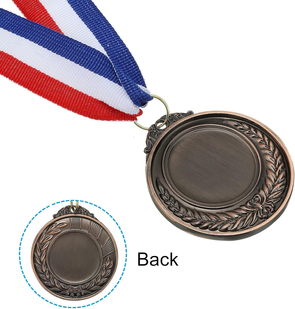 Blank Award Medals Gold Silver Bronze Award Medal Neck Ribbon 15Pcs | Make Your Kit, Winner Prize for Sports Games
