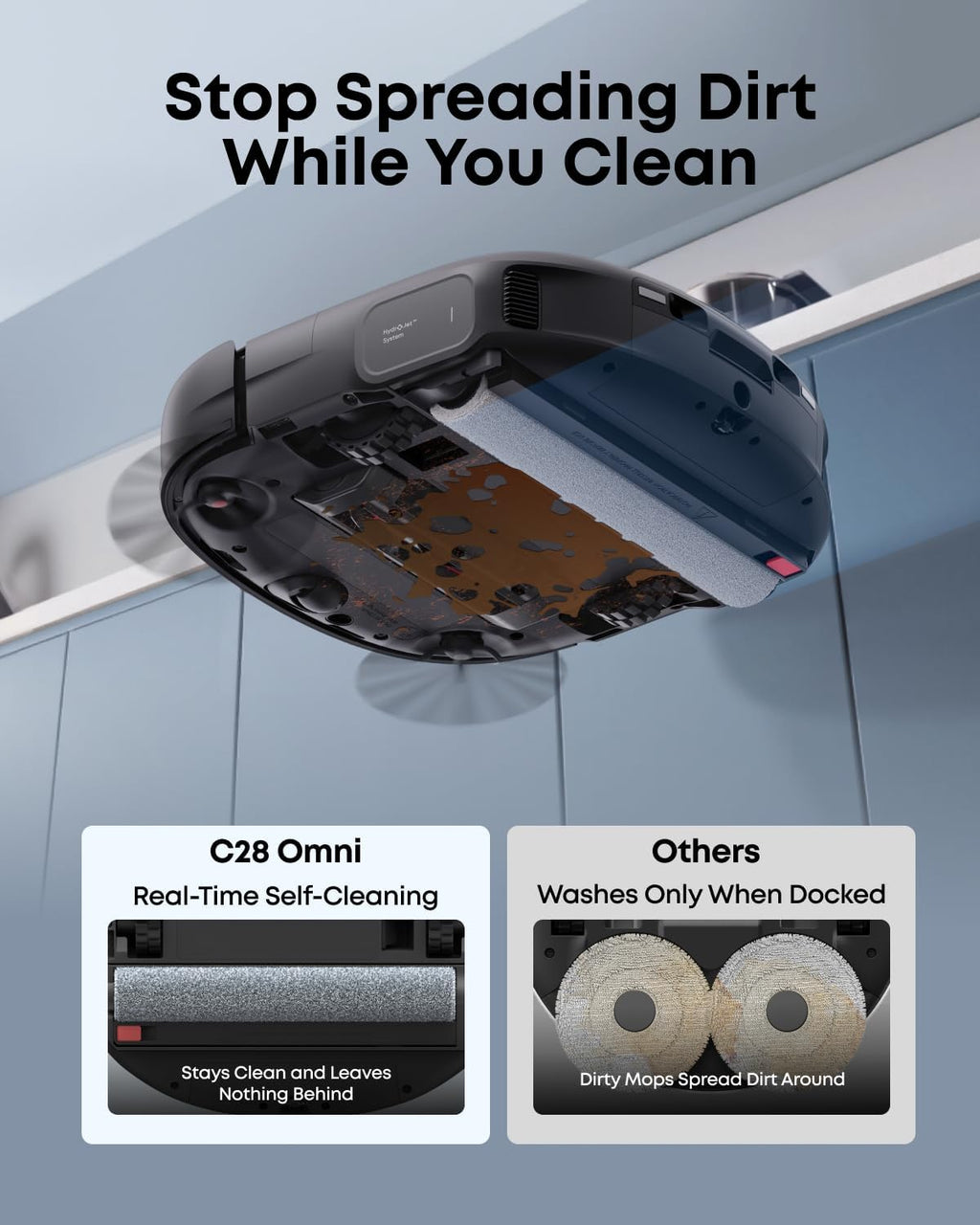 C28 Robot Vacuum and Mop Combo, 15,000 Pa, HydroJet Roller Mop | Upgraded from X10 Pro, Zero-Tangle for Pet Hair