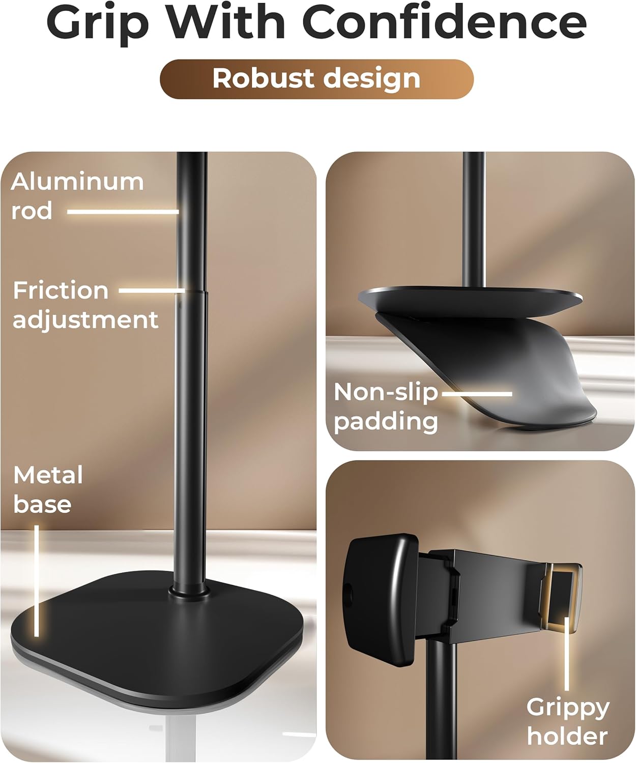ChatStand, Adjustable Cell Phone Stand for Desk, Phone Stand for Recording, iPhone Holder for Filming, Small iPhone