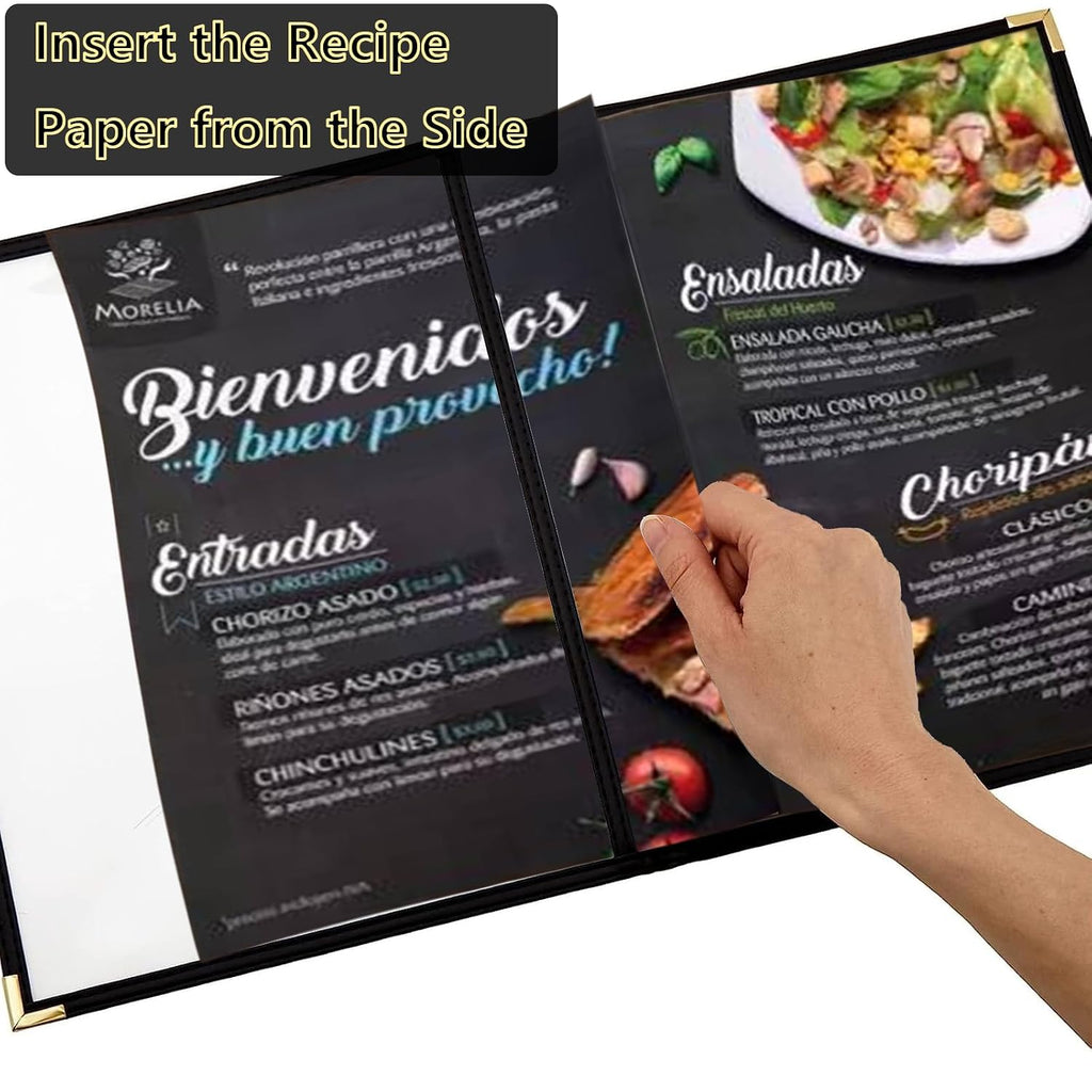 2 Pack Menu Covers, 8.5" x 11" Transparent Menu Covers, 6 Page 12 View Restaurant Menu Covers Menu Books Holder Fits