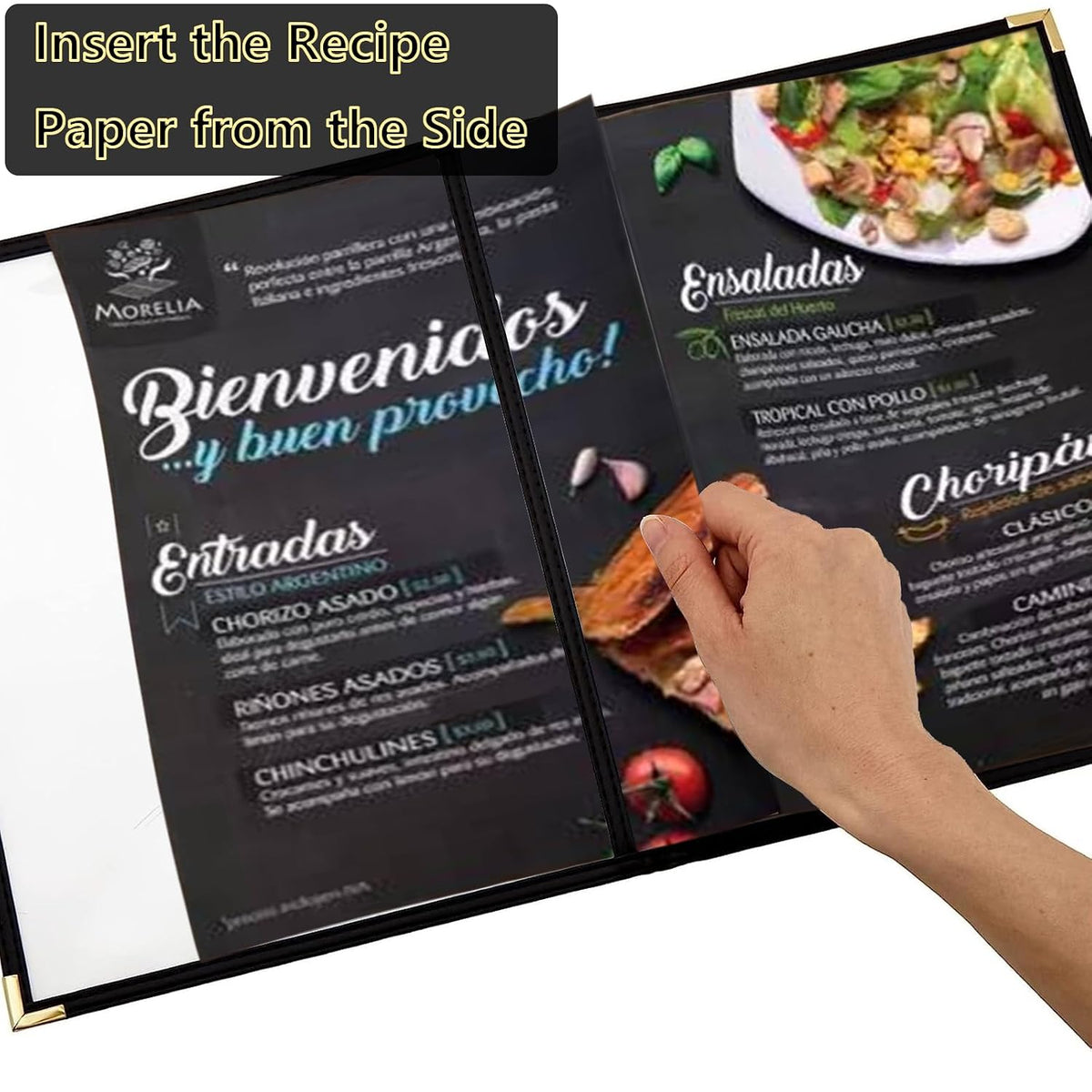 2 Pack Menu Covers, 8.5" x 11" Transparent Menu Covers, 6 Page 12 View Restaurant Menu Covers Menu Books Holder Fits