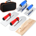 6pcs Concrete Hand Tools Set Masonry Tools Includes Stainless Steel Concrete Hand Edger, Groover, Wood Float