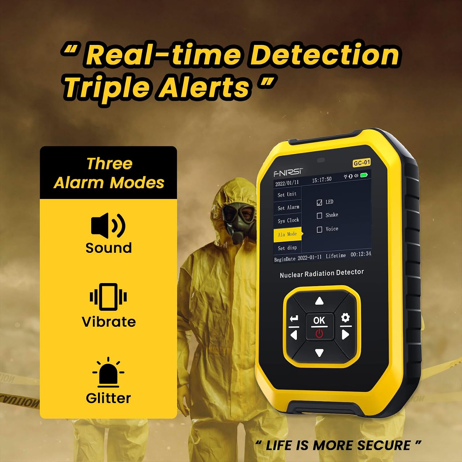 Geiger Counter Radiation Detector, Dosimeter Radiation Detector with LCD Display, Portable Handheld Beta Gamma X-ray