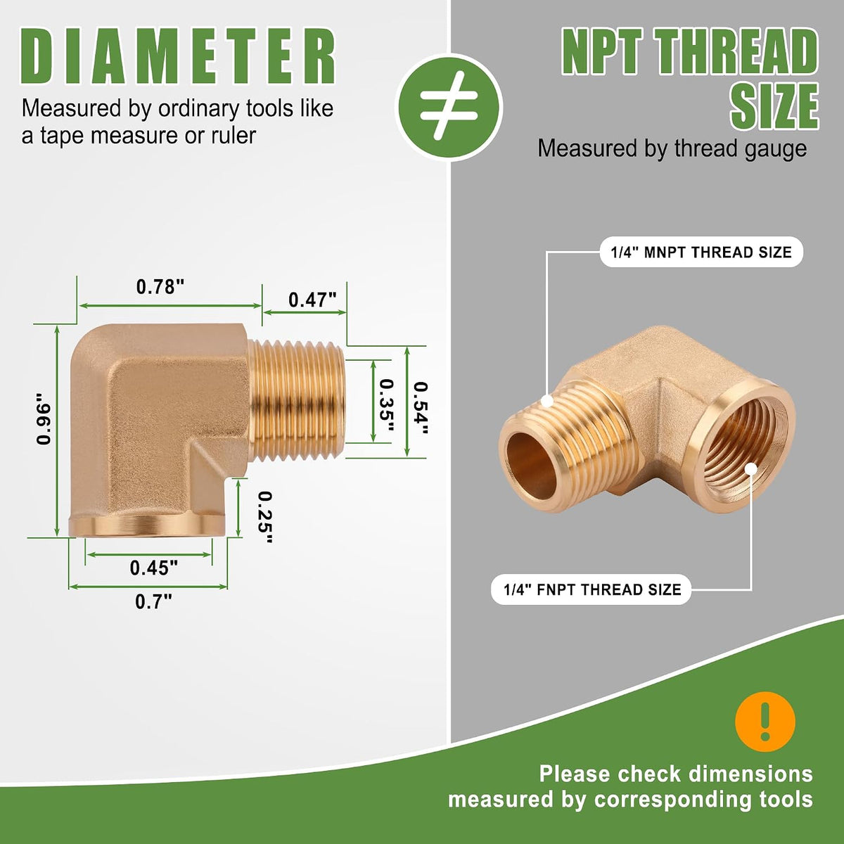 5Pcs Brass Pipe Fittings 90 Degree Street Elbow,1/4" x 1/4"