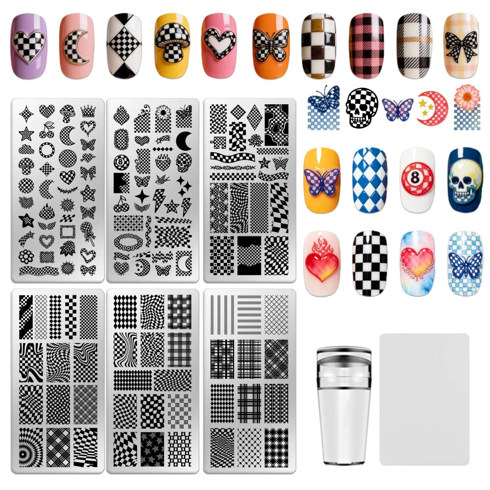 6 Sheets Nail Stamping Plate Minimalist Nail Art Stamp