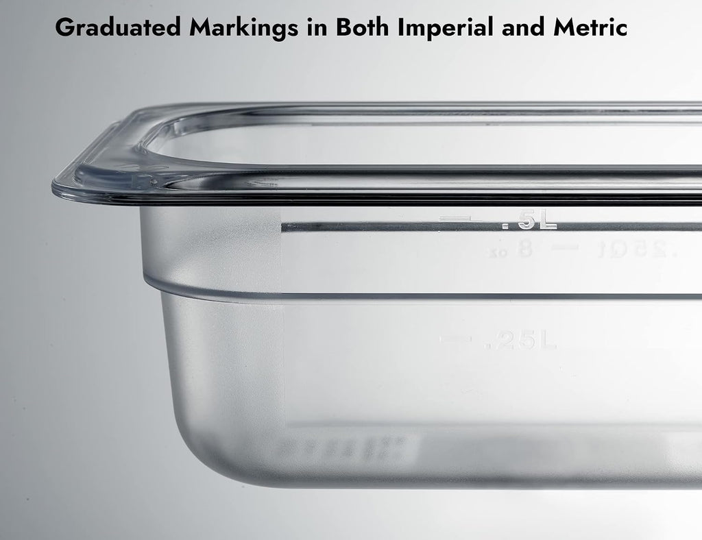 6-Pack 1/2 Size 2.5" Deep NSF Polycarbonate Food Pans | Dishwasher & Freezer Safe Clear Container for Prep Tables