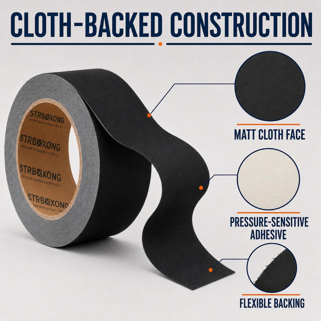 Black Gaffers Tape 2" x 30 Yards Heavy Duty Matte Non-Reflective