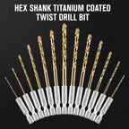 MACXCOIP 19Pcs(1/16" - 1/4") Hex Shank Titanium Twist Drill Bit Set