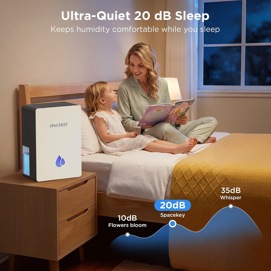 Dehumidifiers for Home, 95 OZ Water Tank Dehumidifier with Drain Hose, 1000 Sq.Ft Quiet Dehumidifiers for Bathroom