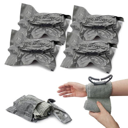 Israeli Emergency Bandage 4 Inch, Vacuum Sealed Medical Compression Bandage,Trauma Wound Dressing, Self-Adhesive