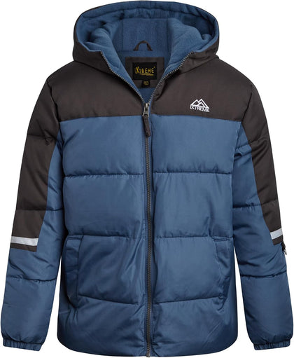 Boys Puffer Jacket Polar Fleece Lined Winter Coat | Warm Wind and Water Resistant Outerwear, Cozy Insulated Layer for