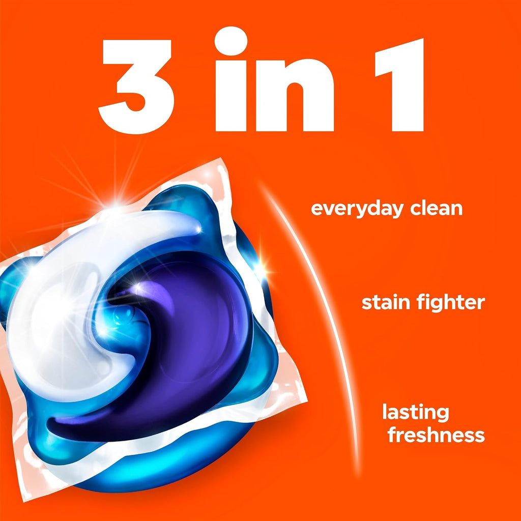 PODS laundry detergent pacs, 3-in-1 Stain Remover, Odor Fighter, Color Protector, 102 Count, HE compatible, Spring