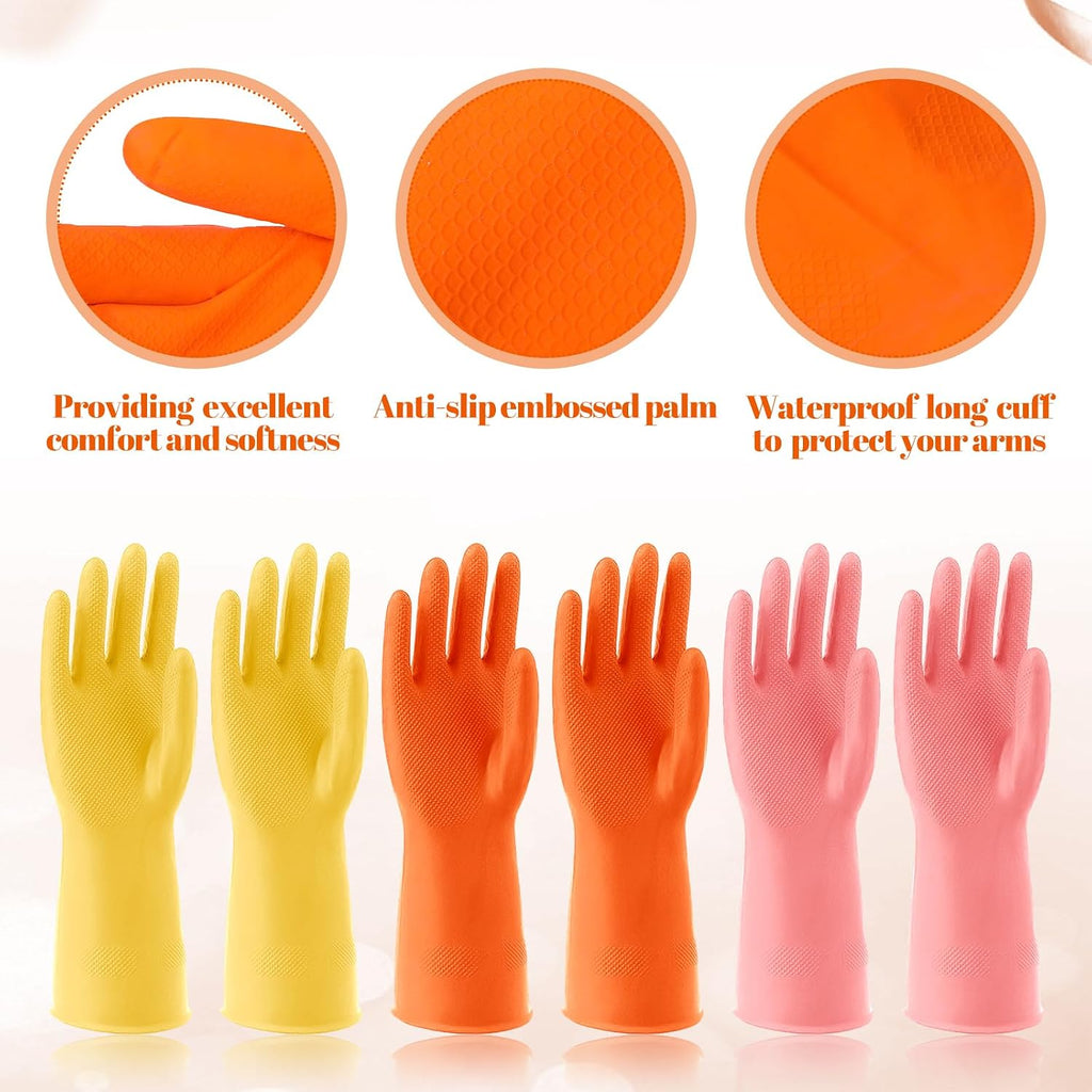 12 Pairs Kitchen Gloves for Washing Dishes, Rubber Cleaning Gloves for Dishwashing, Household Washing Dishes Cleaning