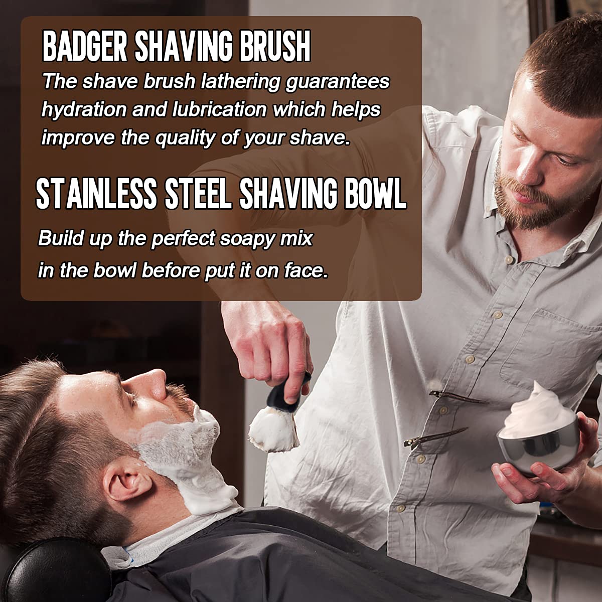 4 Packs Shaving Soap w/Shaving Bowl,Shaving Brush,Shaving Cream,Unqiue Gift Set Mens Shaving Kit for Christmas