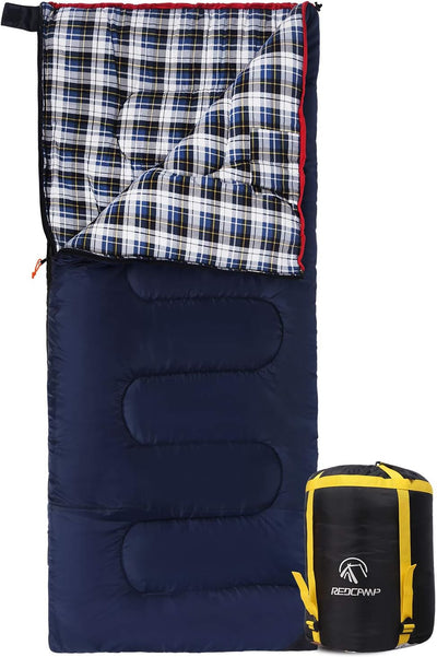 Cotton Flannel Sleeping Bag for Camping Backpacking, Adults Cold Weather Envelope Sleeping Bags with 2/3/4/6lbs Filling