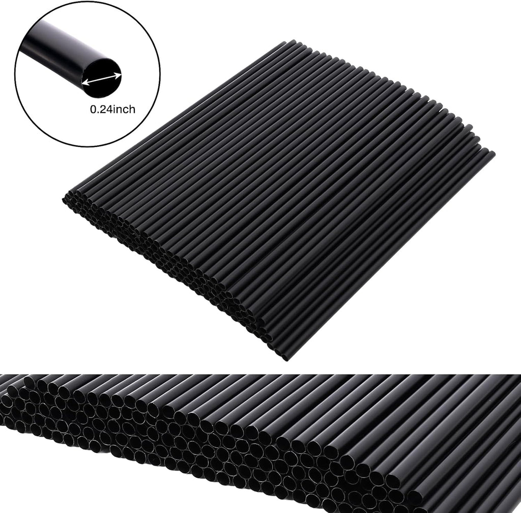 10.3" Disposable Plastic Drinking Straws, 500 Pack, Black