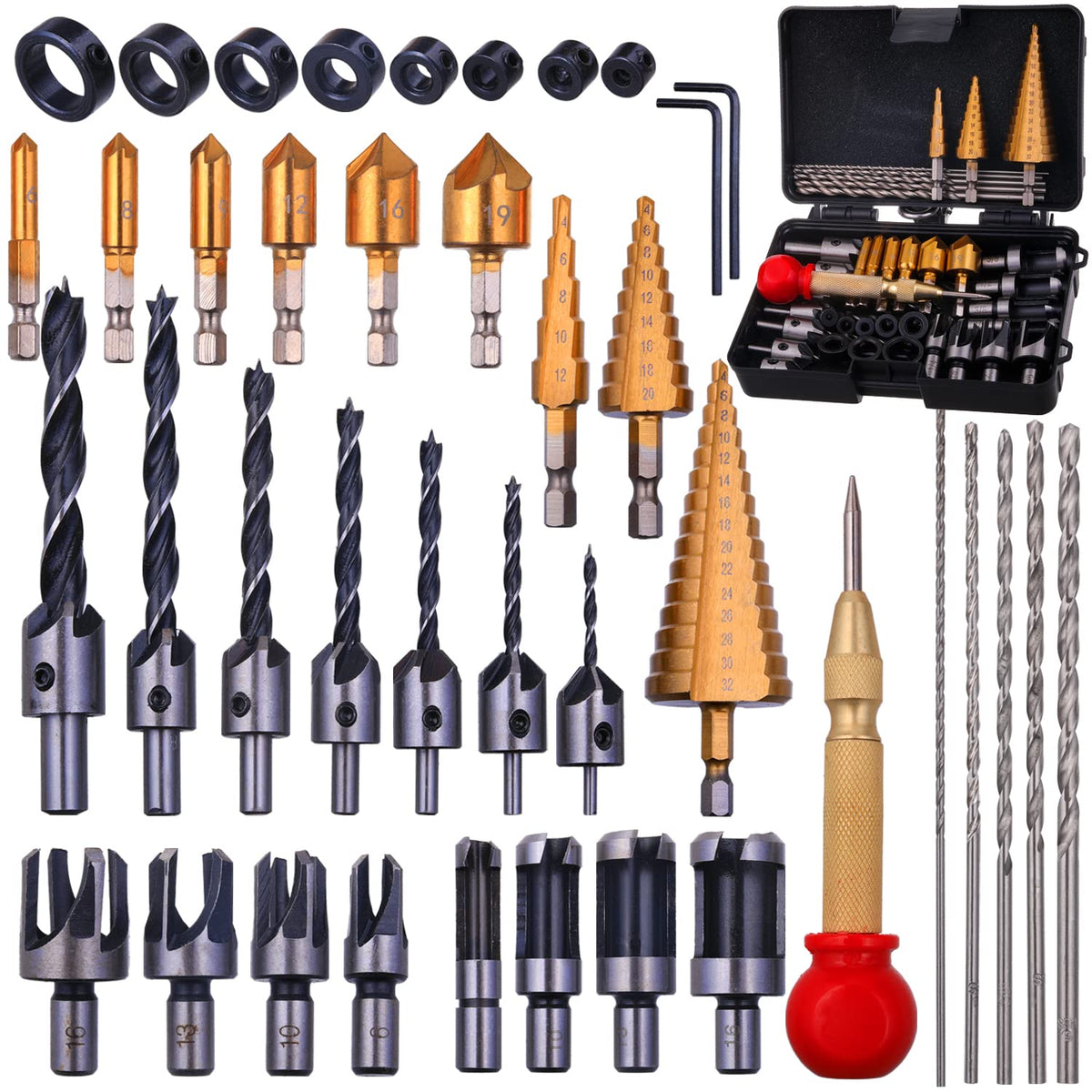 Rocaris 39 Pack Woodworking Chamfer Drilling Tools Set Kit