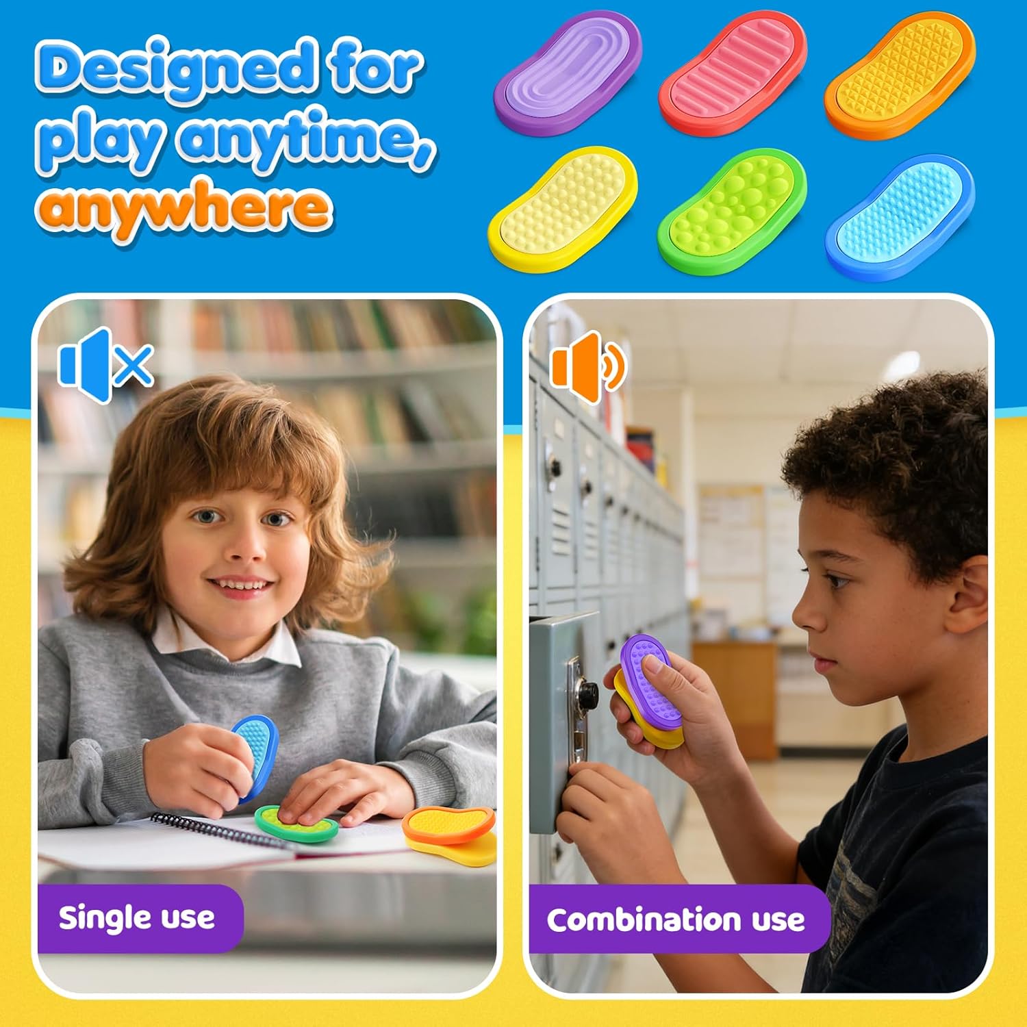 Fidget Sensory Toys for Kids- 6 Pack Textured Fidget Toys for Calming | Magnetic Sensory Toys for Students Stress