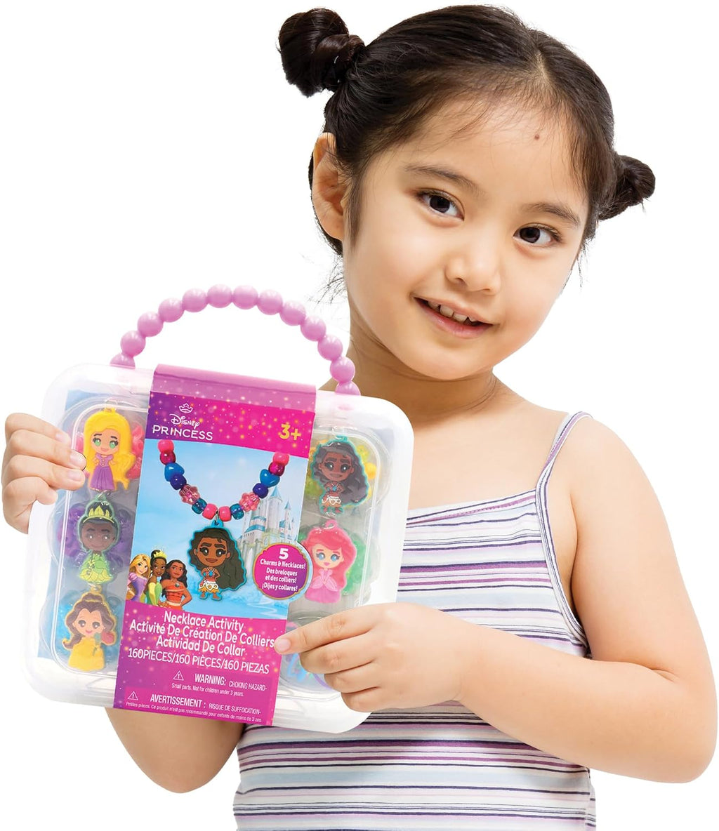 Disney Princess Necklace Activity Case – Jewelry Making Kit with Beads, Charms & Strings – Create Custom Princess
