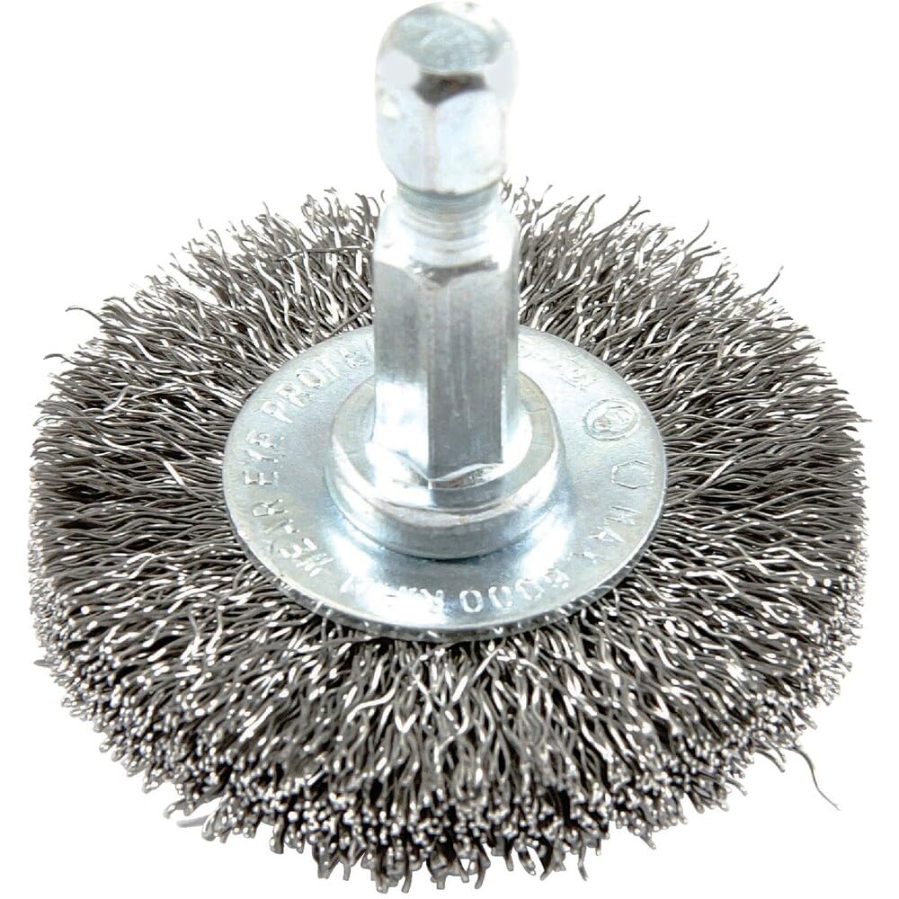 Forney 72726 Wire Wheel Brush, Fine Crimped with 1/4-Inch Hex Shank, 1-1/2-Inch-by-.008-Inch