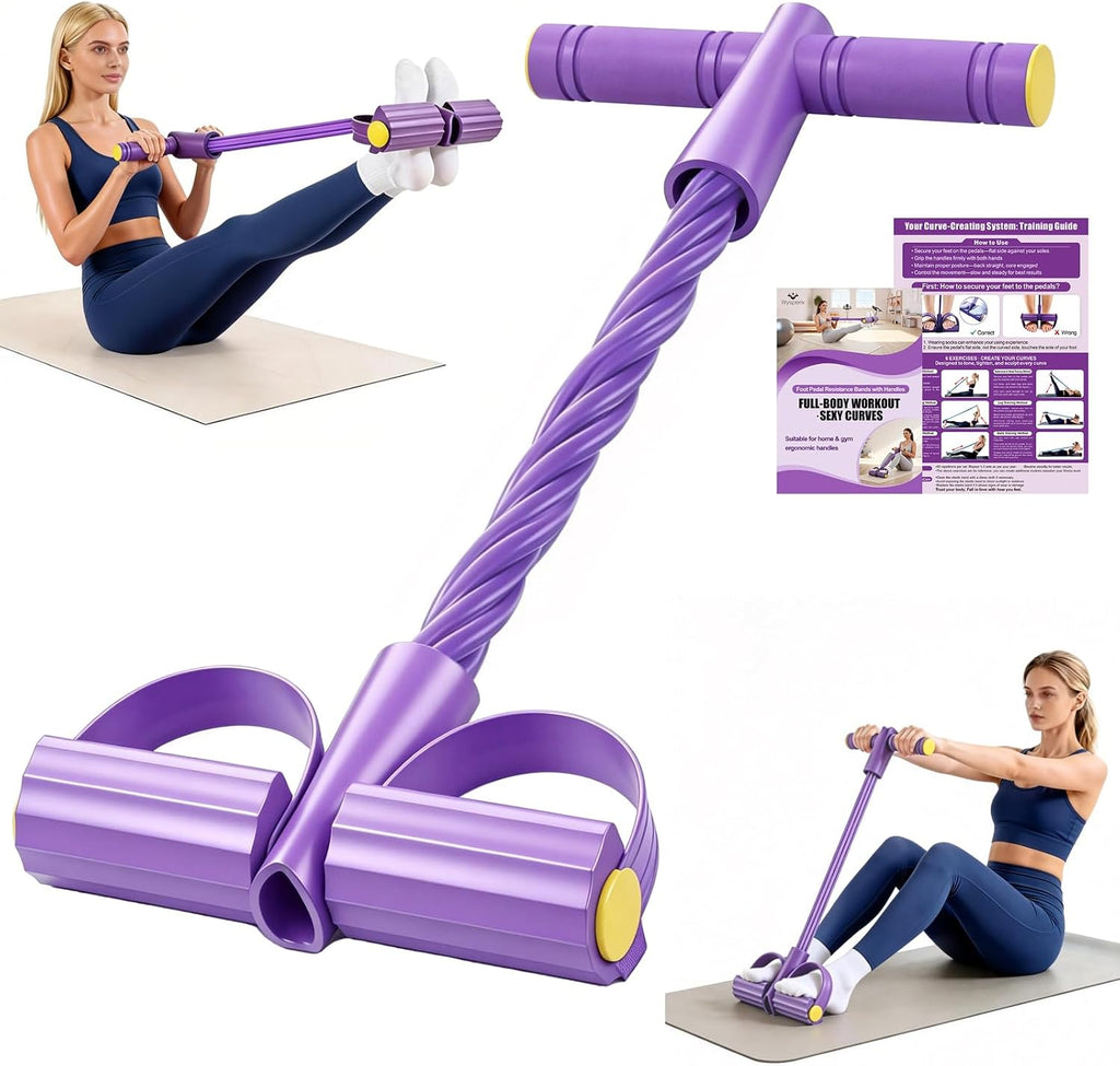 Foot Pedal Resistance Bands with Handles, 6-Tube Multifunction Exercise Bands, Durable Home Gym Fitness Equipment for