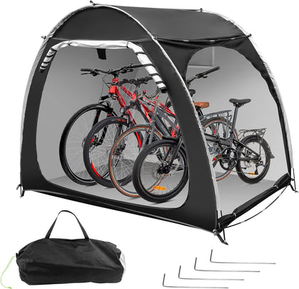 Outdoor Bike Storage Shed Tent Bike Cover Tent, Waterproof Portable Shed for 4 Bicycle, Double Side Opening Outdoor