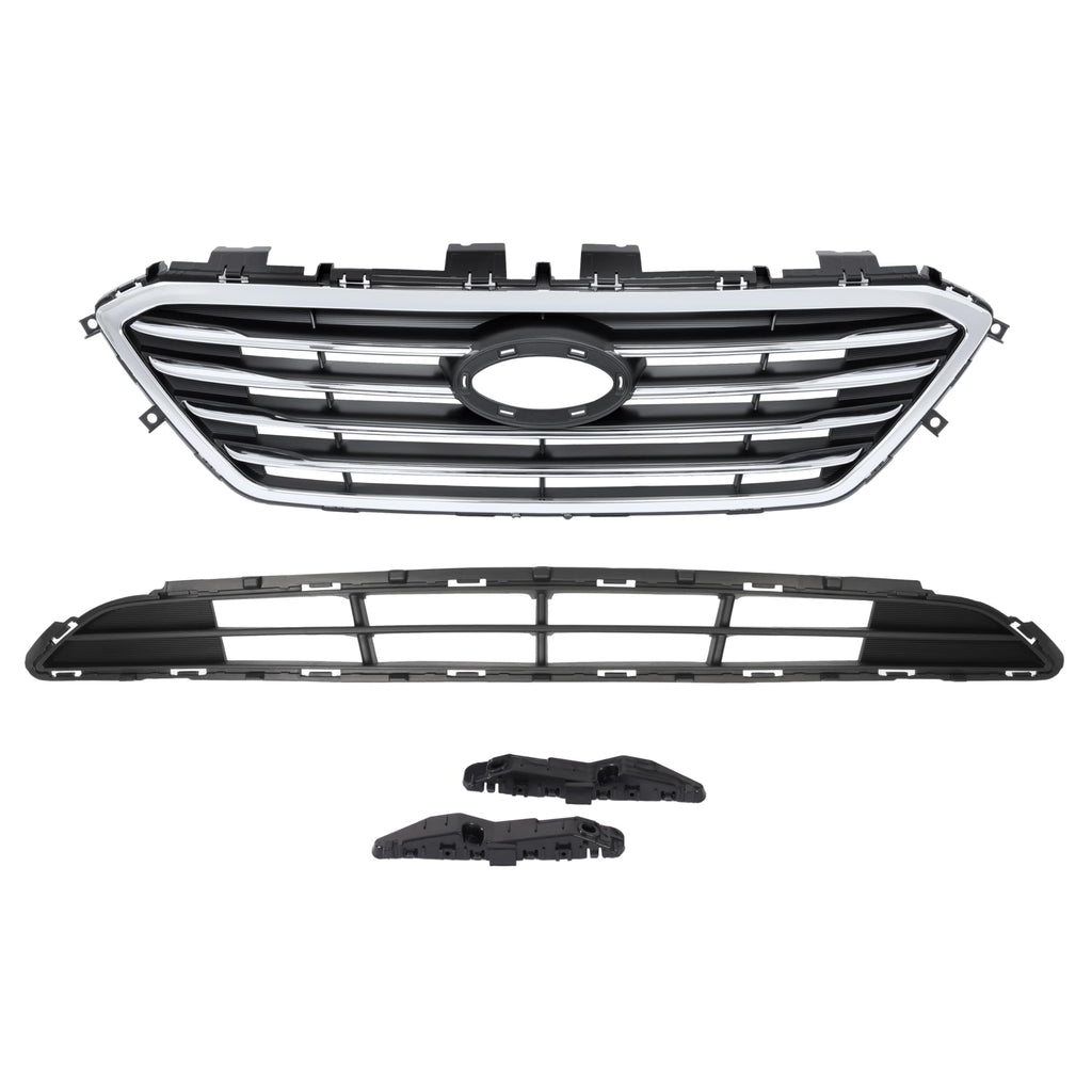 ALMULOO 4Pcs Upper&Lower Grill&Bumper Bracket Compatible with 15-17 Sonata
