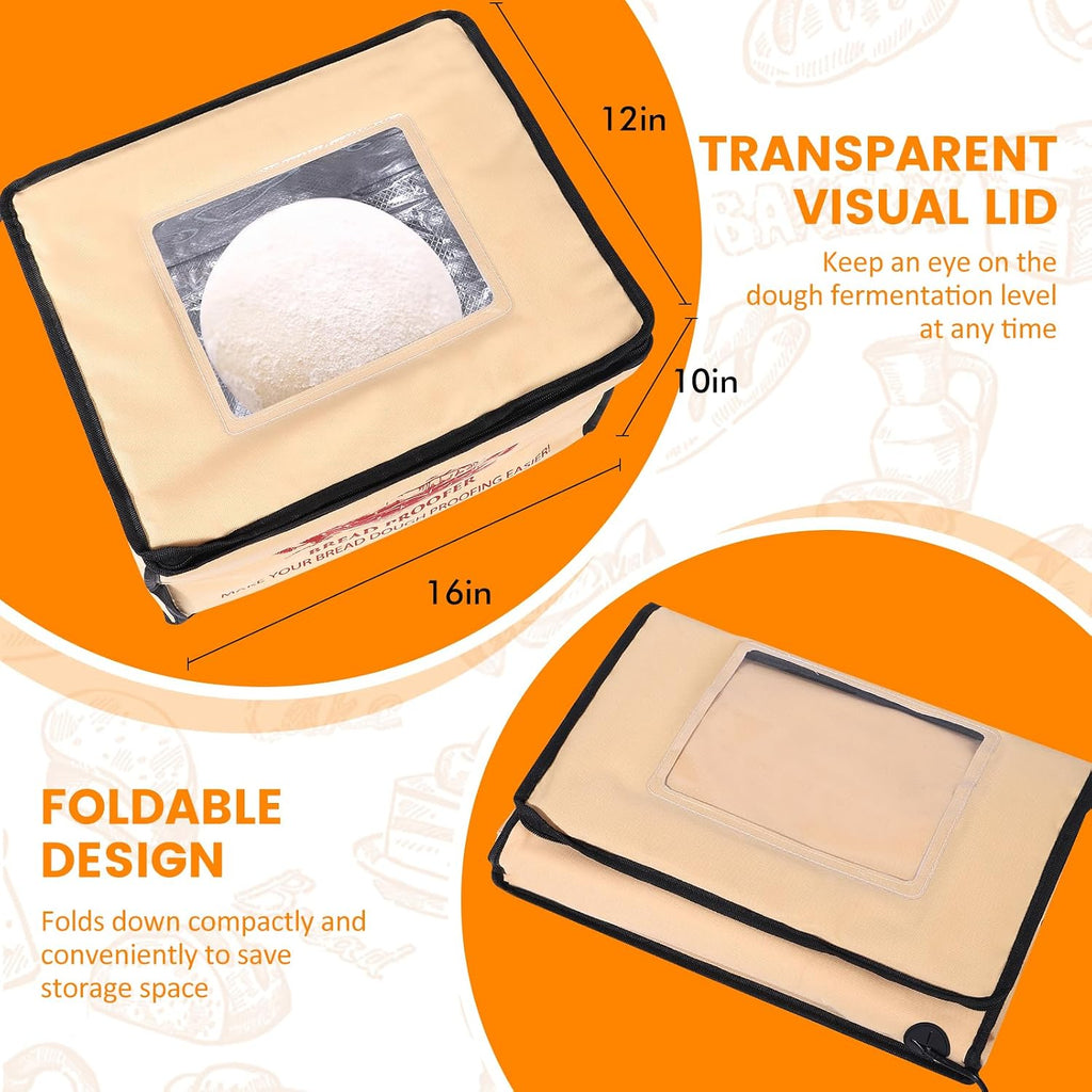 Folding Bread Proofing Warming Box with 50°F to 113°F Temp Control & 12H Timer, Dough Heater Warming Box - 16 x 12 x