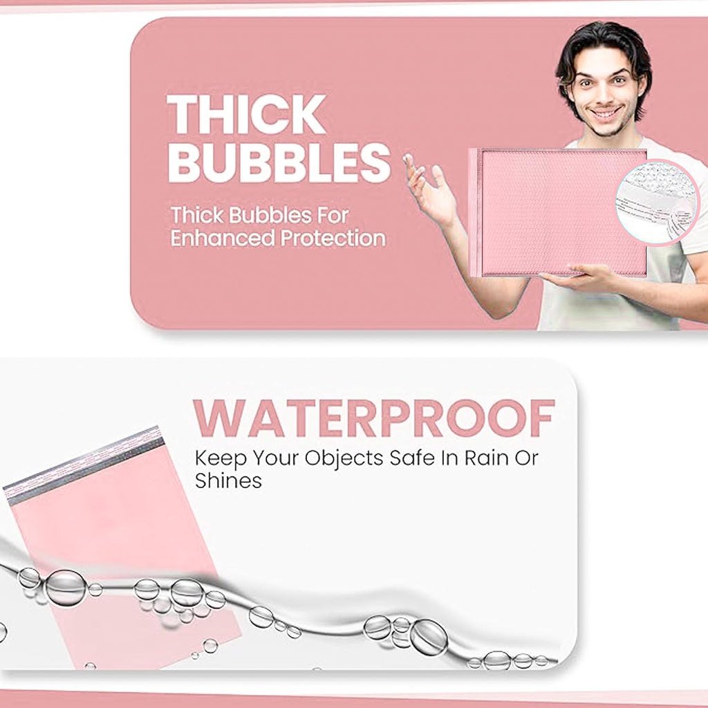 Light Pink Bubble Mailers 14.25x20, Poly Padded Envelopes #7, 15 Pack