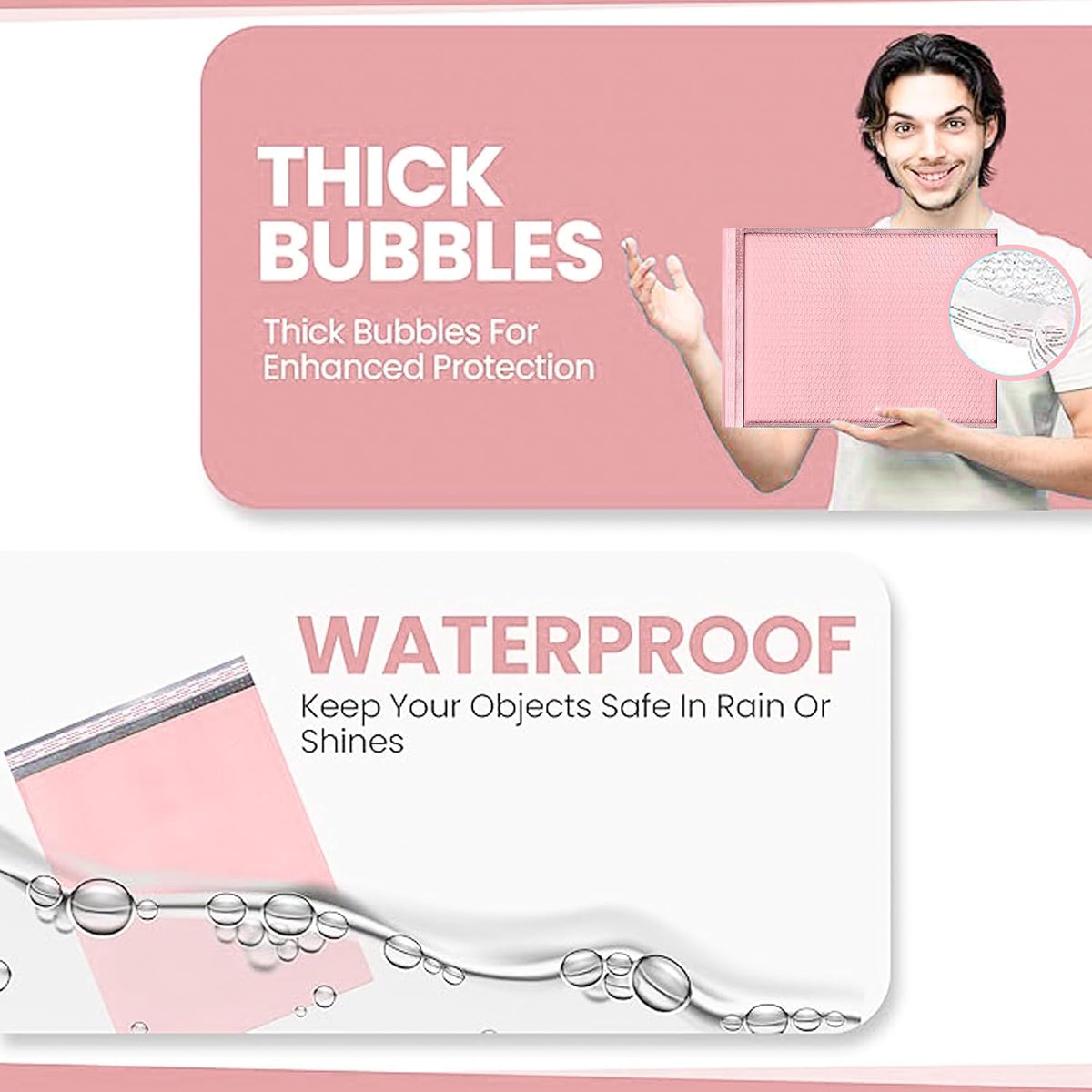 Light Pink Bubble Mailers 14.25x20, Poly Padded Envelopes #7, 15 Pack