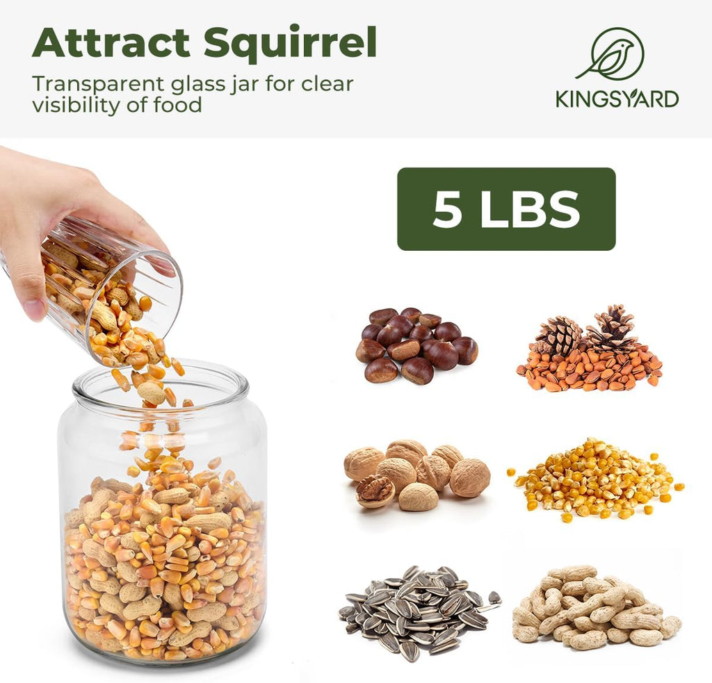 Recycled Plastic Squirrel Feeder for Outside, Squirrel Feeder Box with Peanuts Corn Storage Jar, Sturdy & Durable