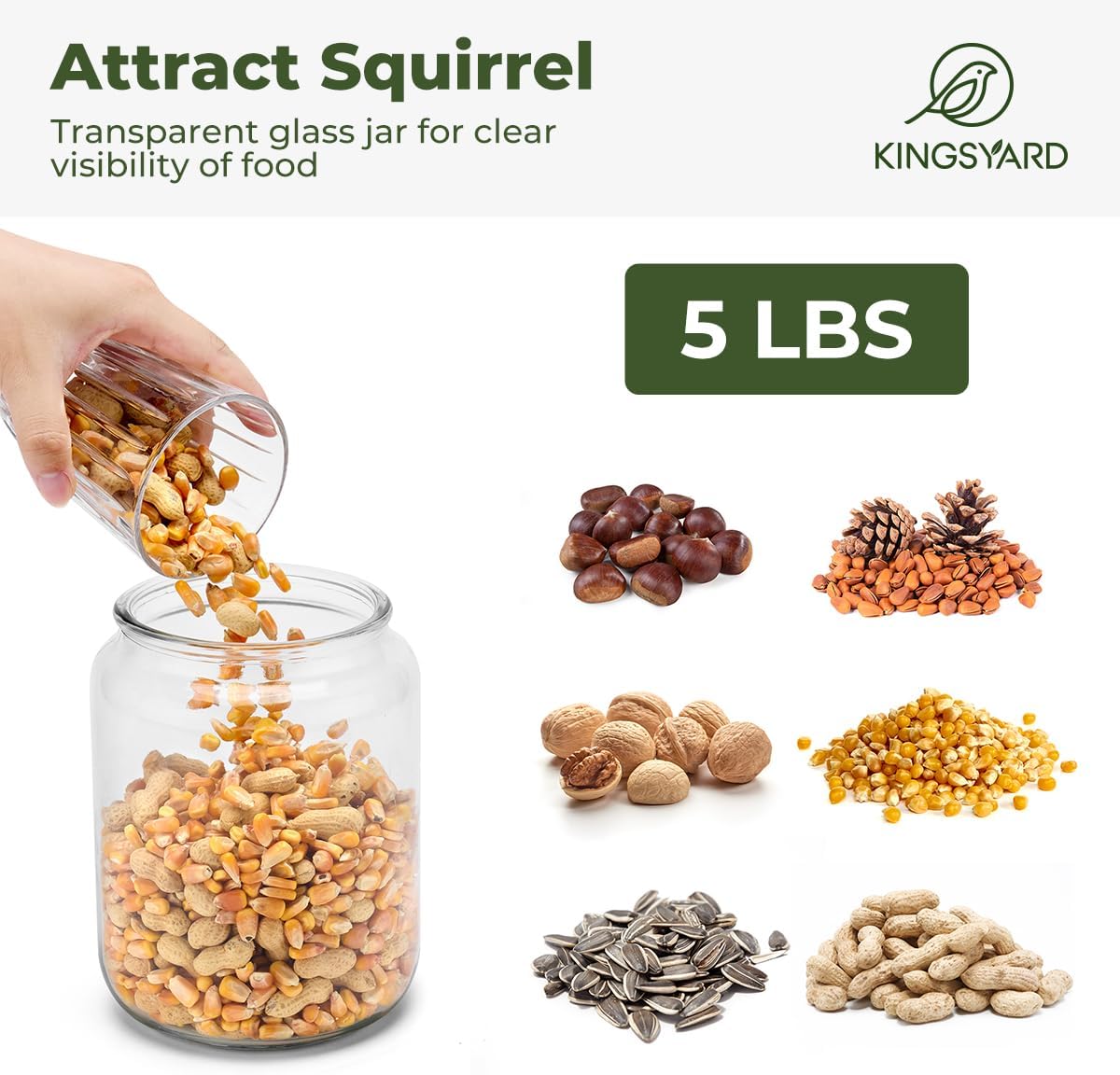 Recycled Plastic Squirrel Feeder for Outside, Squirrel Feeder Box with Peanuts Corn Storage Jar, Sturdy & Durable