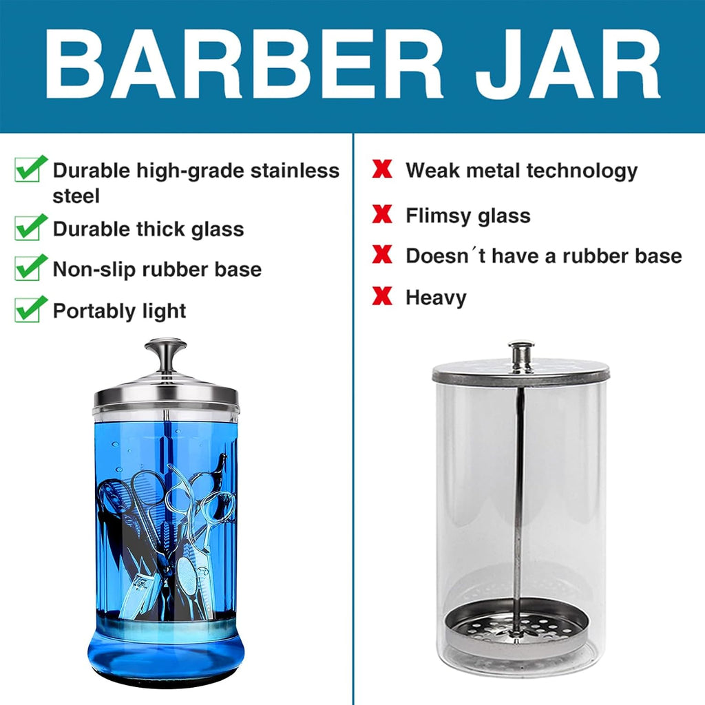 Disinfectant Sterilizer Glass Jar - Capacity 21 Oz Glass with Removable Strainer Tray for Cleaning, Storage &