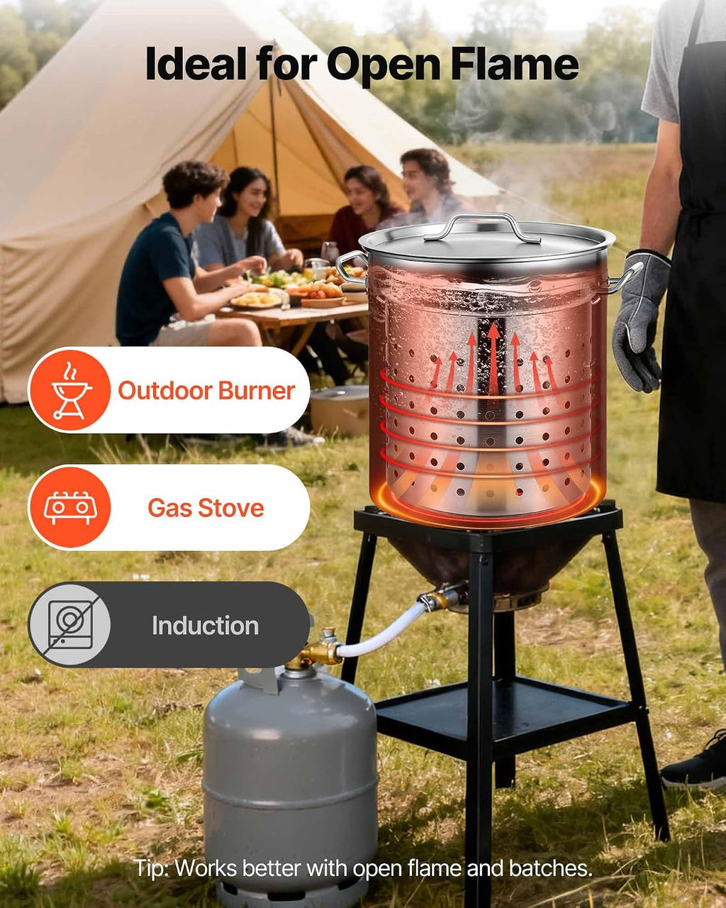 Stainless Steel Stockpot, 42 Quart Large Cooking Pots, Cookware Sauce Pot with Strainer, Lid, and Handle, Heavy Duty